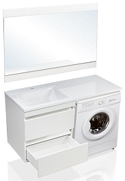 Style Line Мебель для ванной Даллас 120 Люкс L, белая PLUS подвесная – фотография-6